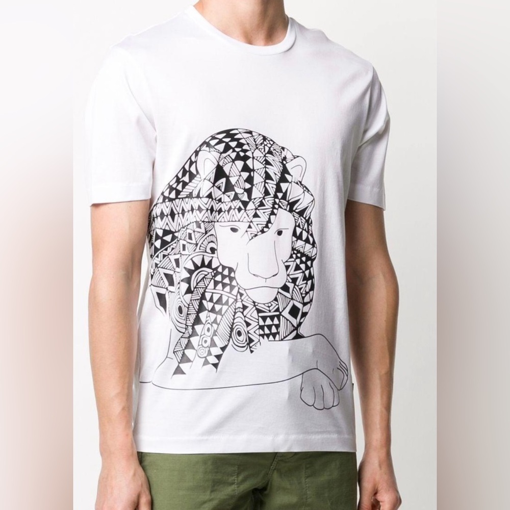 Hugo Boss Men's White X Meissen Lion print T-shirt Size Large